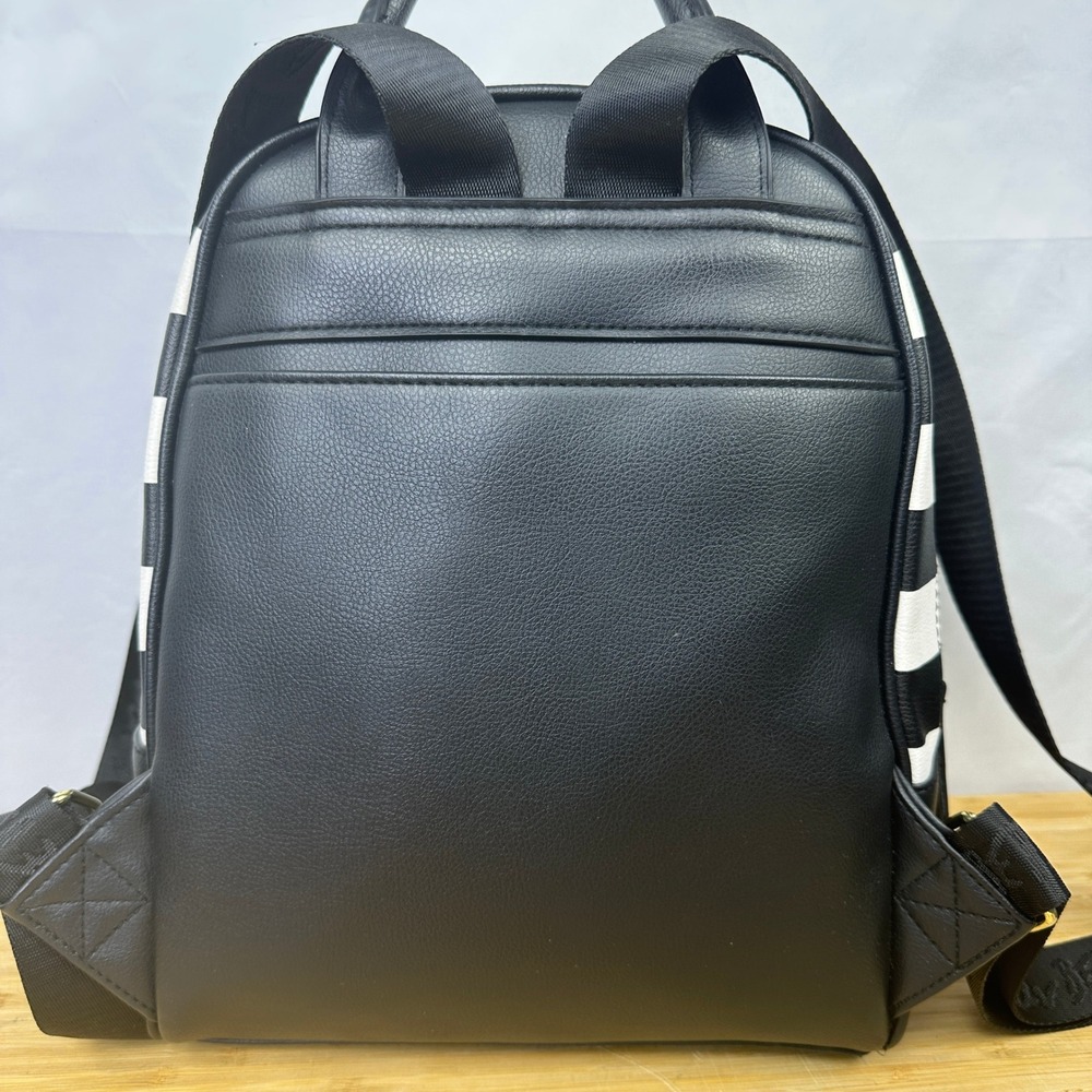 Luv Betsey Johnson Soccer Girl Mini Backpack Black White Striped Character Bag - Picture 5 of 11